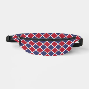 Rood Blauw Wit Harlekijn Ruit Schachbrett Motief Heuptasje