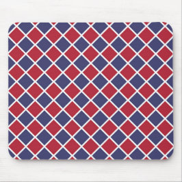 Rood Blauw Wit Harlekijn Ruit Schachbrett Motief Muismat