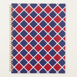 Rood Blauw Wit Harlekijn Ruit Schachbrett Motief Planner