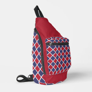 Rood Blauw Wit Harlekijn Ruit Schachbrett Motief Sling Bag