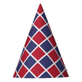 Rood Blauw Wit Harlekijn Ruit Schaken Patroon Feesthoedjes