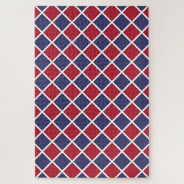 Rood Blauw Wit Harlekijn Ruit Schakenbord Patroon Legpuzzel