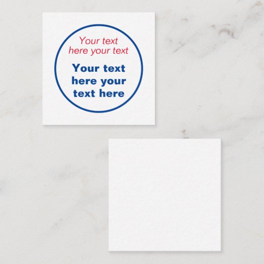 Rood Blauw Wit Jouw tekst Hier Vervang Slogan Informatiekaartje (Voorkant / Achterkant)