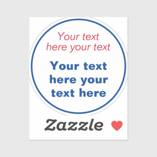 Rood Blauw Wit Jouw tekst Hier Vervang Slogan Sticker (Vel)