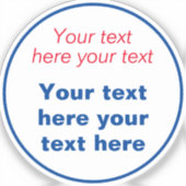 Rood Blauw Wit Jouw tekst Hier Vervang Slogan Sticker (Voorkant)