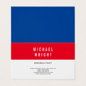 Rood Blauw Wit Modern Vlak Eenvoudig Minimalistisc Visitekaartje (Buitenkant ongevouwen)