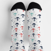 Rood Blauw Wit Nautische Boot Ankers Patroon Sokken (Top)