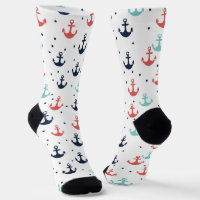 Rood Blauw Wit Nautische Boot Ankers Patroon