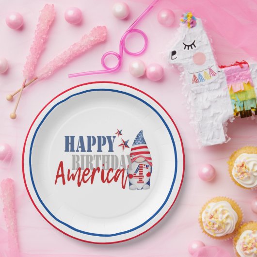 Rood, Blauw & Wit, Patriottisch Amerika Vlag van d Papieren Bordje (Feest)