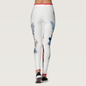 Rood Blauw Wit Patriottische 3D Bloemen Leggings (Achterkant)