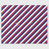 Rood Blauw Wit Strepen Patroon Gouden Tekst Patrio Cadeaupapier (Vlak)