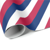 Rood Blauw Wit Strepen Patroon Gouden Tekst Patrio Cadeaupapier (Rol Hoek)