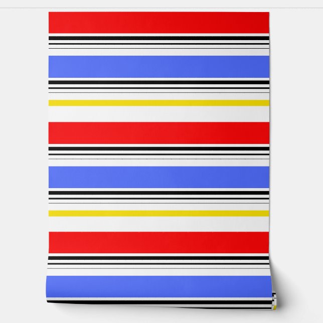 Rood Blauw Wit Stripes Design Behang (Afrollen)