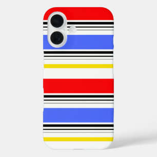 Rood Blauw Wit Stripes Design iPhone 16 Hoesje