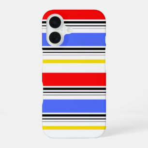 Rood Blauw Wit Stripes Design iPhone 16 Hoesje