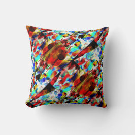 Rood Blauw Wit Zwart Diagonaal Moderne Kunst Print Kussen