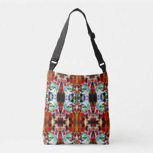 Rood Blauw Wit Zwart Mozaïek Paisley Grote Tegels Crossbody Tas