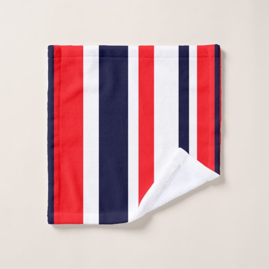 Rood Blauw Witte Lijnen Patroon Bad Handdoek (Wasdoekje)