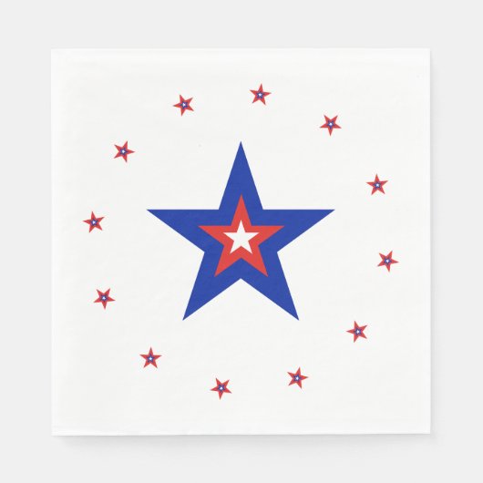 Rood/Blauw/Witte Sterring + Blauw/Rood/Witte Ster Servet (Voorkant)