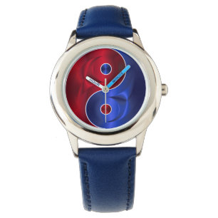 Rood blauw Yin Yang horloge