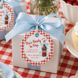 Rood & Blauw Ze is klaar om te bevallen Baby Showe Bedankjes Labels