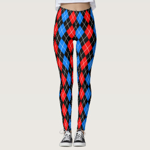 Rood Blauw Zwart Argyle Diamant Patroon Ontwerp Leggings