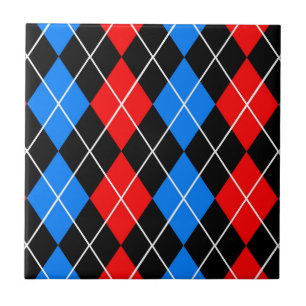 Rood Blauw Zwart Argyle Diamant Patroon Ontwerp Tegeltje