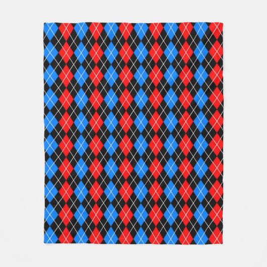 Rood Blauw Zwart Argyle Diamond Pattern Design Fleece Deken (Voorkant)
