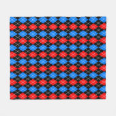 Rood Blauw Zwart Argyle Diamond Pattern Design Fleece Deken (Voorkant (Horizontaal))