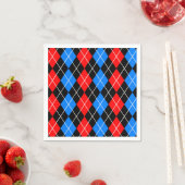 Rood Blauw Zwart Argyle Diamond Pattern Design Servet (Insitu)