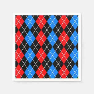 Rood Blauw Zwart Argyle Diamond Pattern Design Servet
