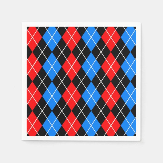 Rood Blauw Zwart Argyle Diamond Pattern Design Servet (Voorkant)