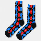 Rood Blauw Zwart Argyle Diamond Pattern Design Sokken (Links)