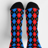 Rood Blauw Zwart Argyle Diamond Pattern Design Sokken (Top)