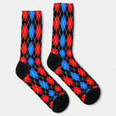 Rood Blauw Zwart Argyle Diamond Pattern Design Sokken (Rechts)