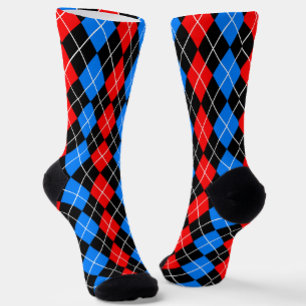 Rood Blauw Zwart Argyle Diamond Pattern Design Sokken
