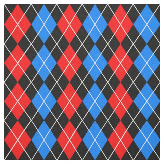 Rood Blauw Zwart Argyle Diamond Pattern Design Stof (Swatch)