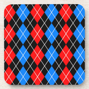 Rood Blauw Zwart Argyle Schotse Plaid Ontwerp Bier Onderzetter