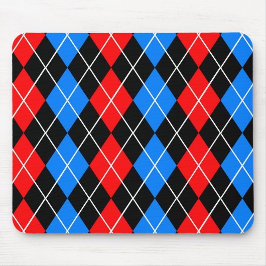 Rood Blauw Zwart Argyle Schotse Plaid Ontwerp Muismat (Voorkant)