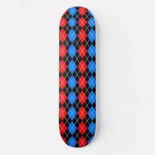 Rood Blauw Zwart Argyle Schotse Plaid Ontwerp Persoonlijk Skateboard