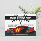 Rood Blauw Zwart Geel Race Auto Verjaardag Uitnodi Kaart (Staand voorkant)