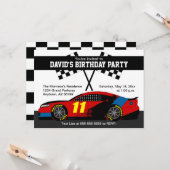 Rood Blauw Zwart Geel Race Auto Verjaardag Uitnodi Kaart (Voorkant / Achterkant in situ)