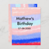 Rood blauwe Amerikaanse jongen verjaardag voeg naa Briefkaart (Voorkant / Achterkant)