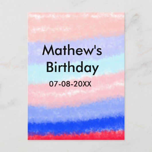 Rood blauwe Amerikaanse jongen verjaardag voeg naa Briefkaart (Voorkant)