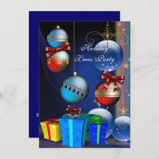 Rood blauwe cadeautjes in winkelzalen kaart (Voorkant / Achterkant)