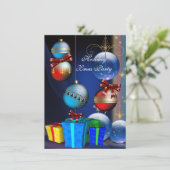 Rood blauwe cadeautjes in winkelzalen kaart (Staand voorkant)