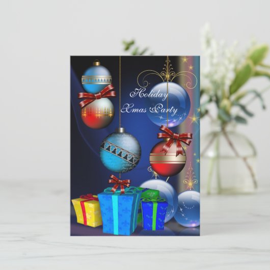 Rood blauwe cadeautjes in winkelzalen kaart (Staand voorkant)