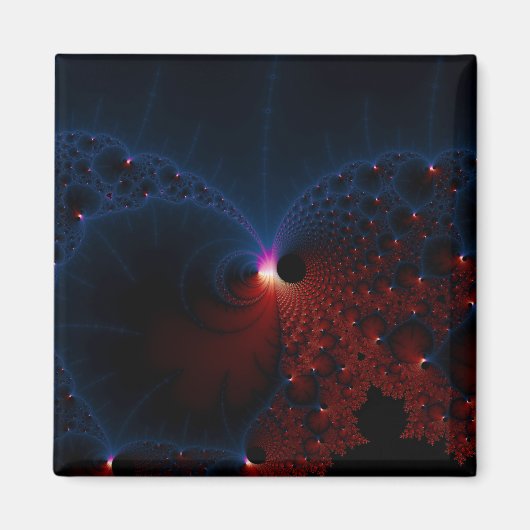 Rood blauwe cellen Fractal Art Magneet (Voorkant)