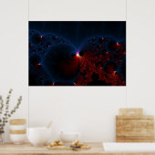 Rood blauwe cellen Fractal Art Poster (Keuken)