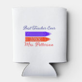 Rood blauwe kleurpotloden beste leraar ooit jaarna blikjeskoeler (Achterkant)